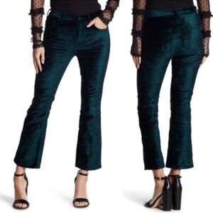 FREE PEOPLE IN MY FEELINGS EMERALD VELVET CROP PANTS SIZE 26